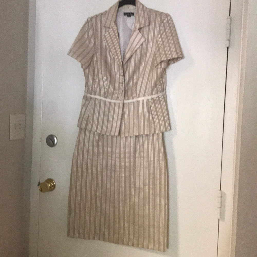Cream and white suit set.